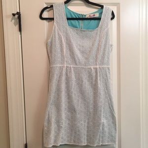 Summer dress - white lace and turquoise